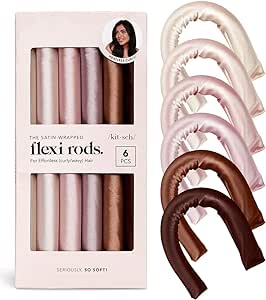 Kitsch Heatless Hair Curler - Satin Covered Heatless Hair Curlers for Long Hair | Flexi Rods for Heatless Curls for All Hair Types | Hair Curlers To Sleep in | No Heat Curlers for Short Hair