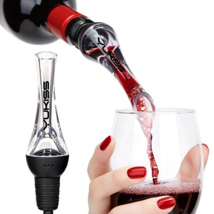 Wine Aerator - Yukiss Premium Wine Decanter Pourer and Breather Excellent for Whiskey Red Wine - Deluxe Bar Equipment Best Wine Dispenser Spout Gift Set for Men and Women