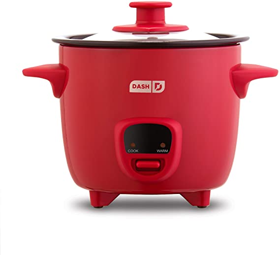 Dash DRCM200GBRD04 Mini Rice Cooker Steamer with Removable Nonstick Pot, Keep Warm Function and Recipe Guide -, 2 Cups, Great for Soups, Stews, Grains and Oatmeal -, Red
