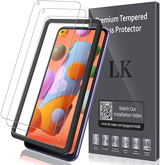 LK [3 Pack] Screen Protector for Samsung Galaxy A11 Tempered Glass HD Clear (Easy Frame Installation) Anti-Scratch, Case Friendly