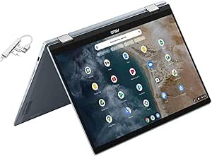 ASUS Chromebook Plus 14” Touchscreen Laptop | Intel Core i5 1130G7 | Intel Iris Xe Graphics | Backlit | Garaged USI Stylus | 16GB RAM | 512GB SSD | Chrome OS | Bundle with USB 3.0 Hub