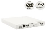 COOLEAD- White Slim External USB Blu-Ray Player External USB DVD RW Laptop Burner Drive  Free Microfiber Cloth