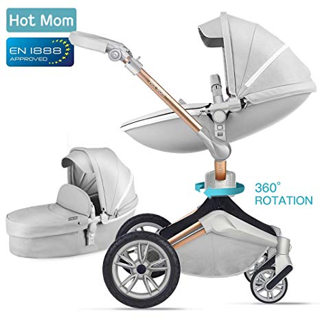 Hot Mom Pushchair 2018,3 in 1 Travel System with 360 Rotation Function,Grey