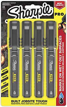 Sharpie Pro Permanent Marker, Fine Point, Black, 4-Count Marker (2018323)