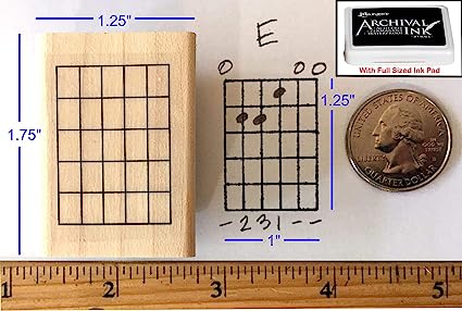 Guitar Chord Stamp (Large) - 5 Fret / with Black Ink Pad