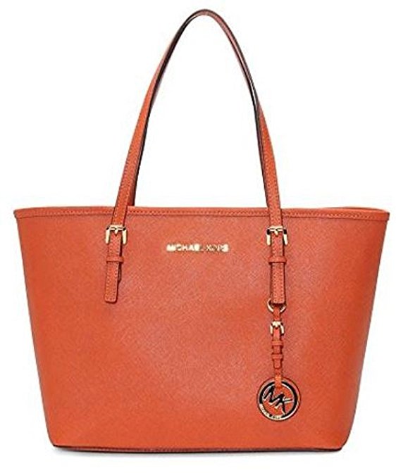 MICHAEL Michael Kors Jet Set Travel Saffiano Leather Small Tote, Orange