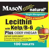 3 Pack Special of Mason Natural LECITHIN WITH KELP/B-6 PLUS CIDER VINEGAR 100 extra srength tablets per bottle