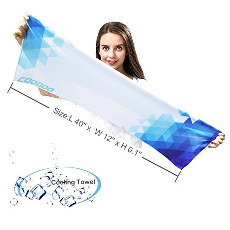 Cooling Towel 40"x12" Cooling Neck Headband Bandana Scarf, Stay Cool for Outdoor Sports, Golf, Fitness, Camping, Hiking, Bowling, Foosball, Travel, Sweat-Absorbent Sports Towel