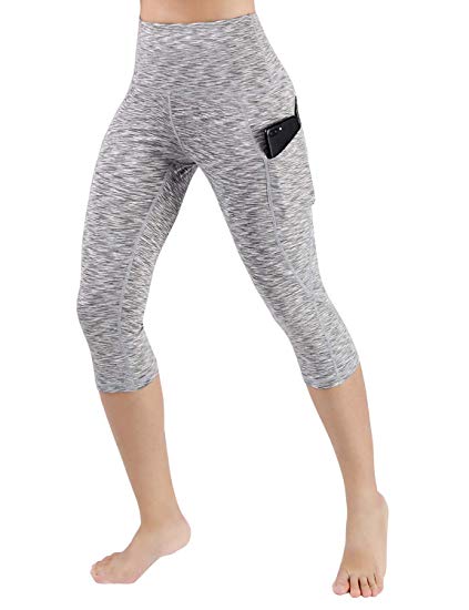 ODODOS High Waist Out Pocket Yoga Capris Tummy Control Workout Running 4 Way Stretch Yoga Pants,Leggings