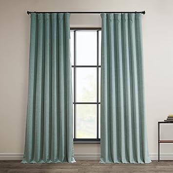 HPD Half Price Drapes BOCH-LN185-P Faux Linen Room Darkening Curtains for Bedroom (1 Panel), 50 X 108, Sea Thistle