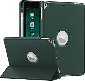 MoKo Case for iPad 6th/5th Generation (2018/2017Model, 9.7 Inch) with Apple Pen Holder, Slim Hollow Logo Smart Cover for iPad 9.7 inch, Also Fit iPad Pro 9.7/Air 2/Air, Auto Wake/Sleep, Midnight Green