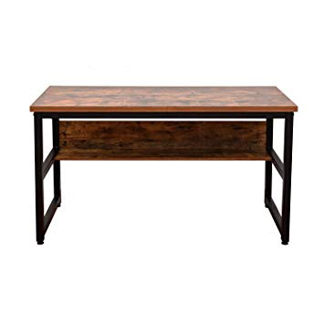 IRONCK Computer Desk 55" with Bookshelf, Office Desk, Writing Desk for Home Office Furniture, Wood and Metal Construction Frame, Industrial Style