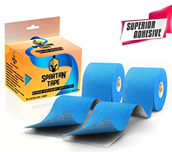 Spartan Tape Kinesiology Tape Perfect Support for Athletic Sports, Recovery and PhysioTherapy FREE Kinesiology Taping Guide Inside! Uncut 2 inch x 16.4 feet Roll