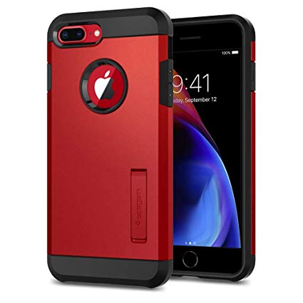 iPhone 8 Plus Case, Spigen Tough Armor [2nd Generation] Air Cushion Technology with Kickstand for Apple iPhone 7 Plus (2016) / iPhone 8 Plus (2017) - Red