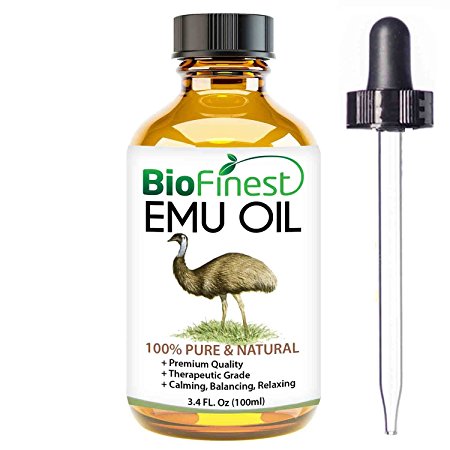 BioFinest Emu Organic Oil - Pure Moisturizer for Strengthened Hair, Stretch Marks, Scars, Joint & Muscle Pain - All in One for Body, Skin, Eyes, Face & Nails - Essential Product for Beauty (100ml)