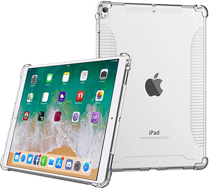 MoKo Case Fit New iPad Air (3rd Generation) 10.5" 2019/iPad Pro 10.5 2017, Shockproof Flexible TPU Skin Bumper with Corner Airbag Protector, CLEAR (Compatible with Official Smart keyboard/Smart Cover)