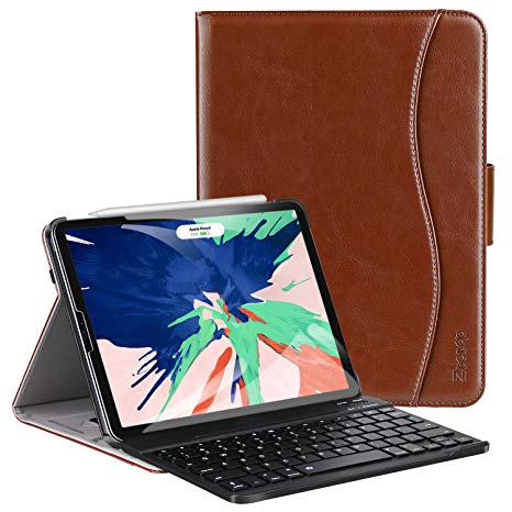 Ztotop Keyboard Case for iPad Pro 12.9 3rd Gen 2018 [Supports Apple Pencil 2nd Gen Charging], Magnetically Detachable Wireless Keyboard Folio Cover with Auto Wake/Sleep,Brown