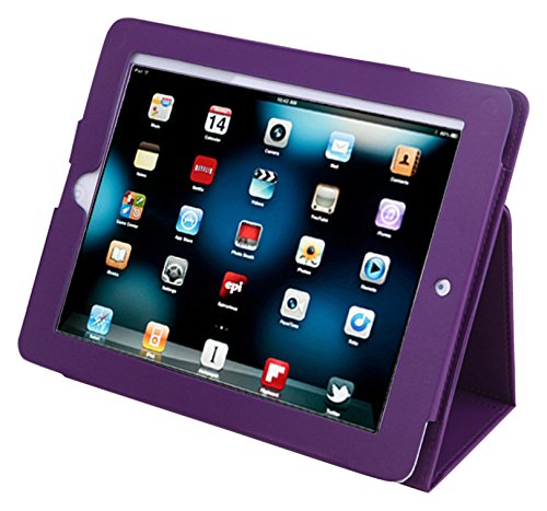 HDE iPad 1 Case - Slim Fit Leather Cover Stand Folio with Magnetic Closure for Apple iPad 1 1st Generation (Purple)