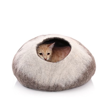 Kittycentric Cozy Cat Cave Bed- Handmade 100% Felted Wool