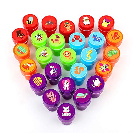XIAOYAO Stamps for Kids, Party Favors, 26 Pieces Assorted Stamps for Kids Self-Ink Stamps, Easter Party Favor for Kids (Animal B)