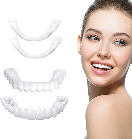 Fake Teeth,2 PCS Veneers Dentures Socket for Women and Men, Dental Veneers for Temporary Tooth Repair Upper and Lower Jaw, Protect Your Teeth and Regain Confident Smile, Bright White-1
