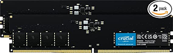 Crucial RAM 64GB Kit (2x32GB) DDR5 4800MHz CL40 Desktop Memory CT2K32G48C40U5