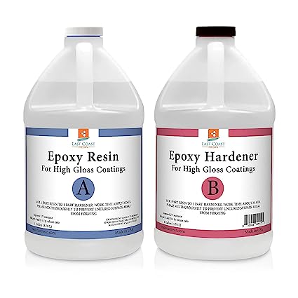 Epoxy Resin 2 Gallon Kit | 1:1 Resin and Hardener for High Gloss Coatings | for Bars, Table Tops, Flooring, Art, Bonding, Filling, Casting | Safe for Wood, Metal, Stone, Fiberglass & More!