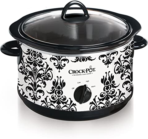 Crock Pot 4-1/2-Quart Slow Cooker, Black Demask Pattern (SCR450-PT)