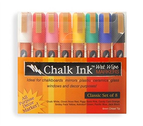Chalk Ink 6mm Classic Wet Wipe Markers, 8-Pack