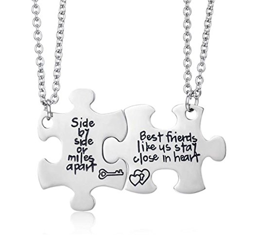 Udobuy2 Pcs Best Friends Side By Side Or Miles Apart Best Friend Necklaces Set Heart Best Friend Gifts for Teen Girls BFF Friendship Necklaces (Pizza Friend Necklace)