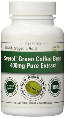 Teraputics SVETOL Green Coffee Bean Extract, 400mg, 90 Capsules, 100% Ultra Pure Clinically-Proven Svetol In Every Bottle
