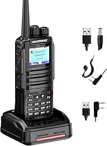 Baofeng DM-1701 Dual Band Dual Time Slot DMR/Analog Two Way Radio, 3,000 Channels Amateur Radio/Free Programming Cable, Charger and PTT Earpiece, Support OpenGD77