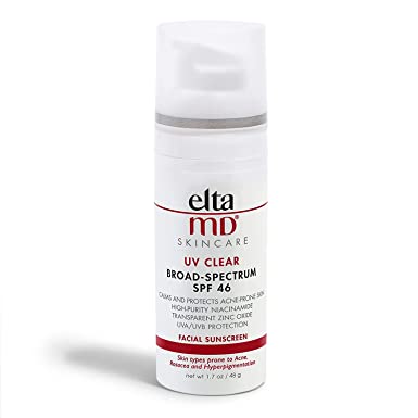 EltaMD UV Clear SPF 46 Face Sunscreen, Broad Spectrum Sunscreen for Sensitive Skin and Acne-Prone Skin, Oil-Free Mineral-Based Sunscreen Lotion with Zinc Oxide, 1.7 oz Pump