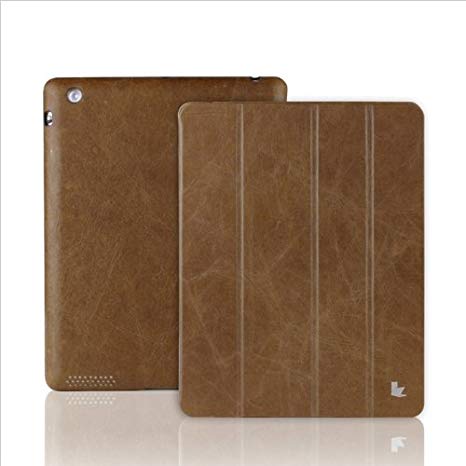 Jisoncase Vintage Genuine Leather Smart Cover Case for iPad 2, 3 & 4, JS-ID-006A-Brown