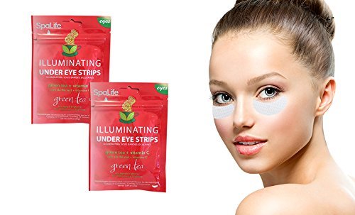 Spa Life Illuminating Under Eye Strips Green Tea & Vitamin C - 2 Packs (12 Treatments Each) (Choose from Green Tea or Vitamin C)