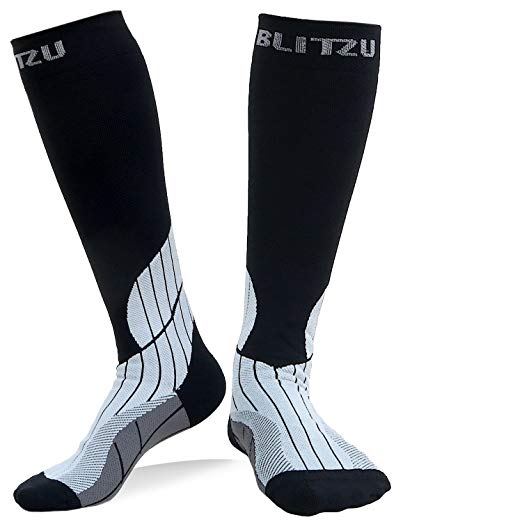 BLITZU Compression Socks 15-20mmHg for Men & Women BEST Recovery Performance Stockings for Running, Medical, Athletic, Edema, Diabetic, Varicose Veins, Travel, Pregnancy, Relief Shin Splints, Nursing