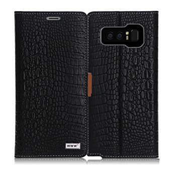 Samsung Galaxy Note 8 case ,Galaxy Note 8 wallet case, WWW [Crocodile Pattern] Premium PU Leather Wallet Case Flip Phone Case Cover with Card Slots for Samsung Galaxy Note 8 Black