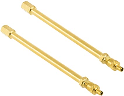 Bluecell Pack of 2 Brass Heavy Duty Straight Valve Stem Extension with Core Remover Head for Truck Bus Trailer (140mm)