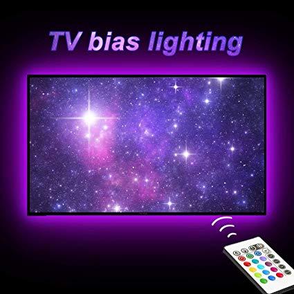 TV Bias Lighting,LED Strip Light USB Powered for 55 to 60 Inches HDTV, TV Backlight Kit with 24keys Remote 20 Color Options and Dimmable LED Lights (55-60)