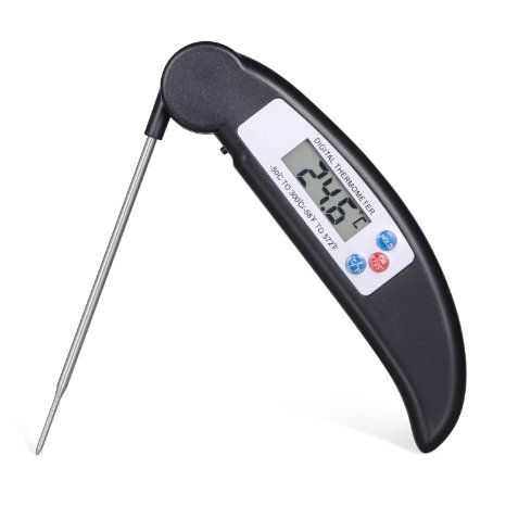 Adoric(TM) Digital Instant Read Cooking Thermometer Meat Thermometer with Stainless Probe for BBQ, Grill, Milk, Turkey, Beef, Cheese and Bath Water. (Black)