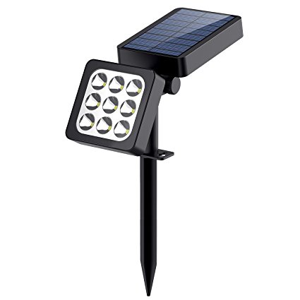 Solar Lights, 2-in-1 Solar Spotlights Landscape Light Solar Outdoor Bright Adjustable Wall Light Auto On/Off 9 LED Solar Powered Security Night Light for Patio Backyard Driveway Garden Lawn Pool (1)