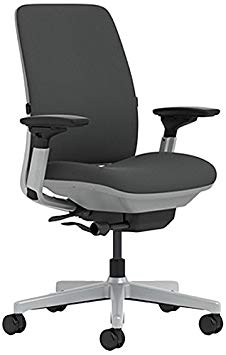 Steelcase Amia Chair with Platinum Base & Standard Carpet Casters, Graphite