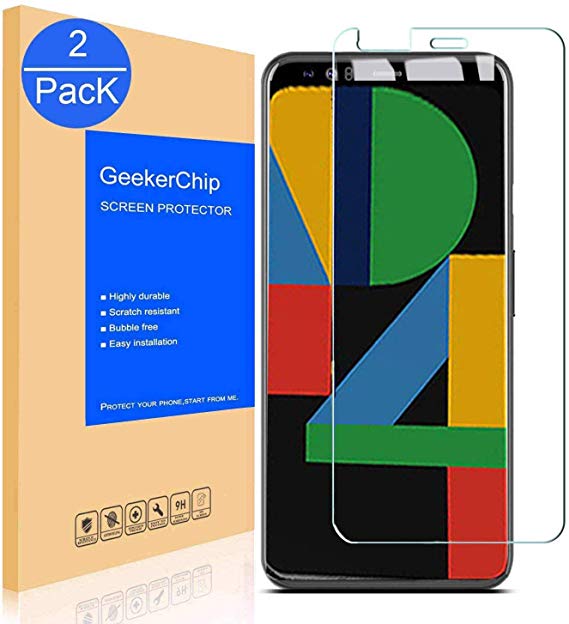 Google Pixel 4 Screen Protector[2-Pack],GeekerChip Premium Tempered Glass Screen Protector for Google Pixel 4