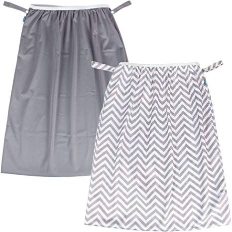 Teamoy (2 Pack) Reusable Pail Liner for Cloth Diaper/Dirty Diapers Wet Bag, Gray Chevron Slate