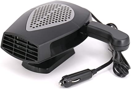 Car Heater - 12V 150W Portable Automobile Windscreen Fan with Heating and Cooling 2 in 1 Modes for Fast Heating Defrost Defogger, 3-Outlet Plug in Cigarette Lighter (Black)