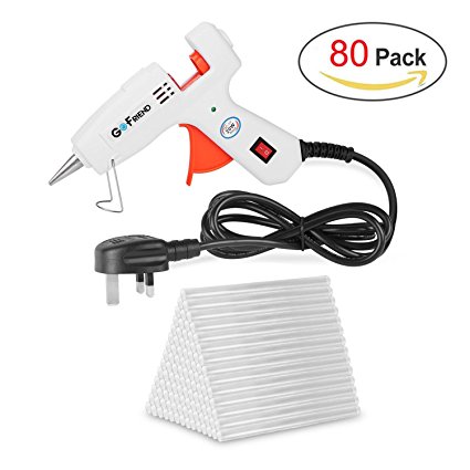 Mini Hot Melt Glue Gun, GoFriend 20-Watt Electric Glue Gun Aluminum Nozzle with 80 pcs Melt Glue Sticks(0.27 *5.9 inches) Heating DIY Craft Repair Kit Flexible Trigger for wood, metal, plastic, paper, leather, fabric, magnets, ceramics, glass, decorations, frames, DIY projects, school projects