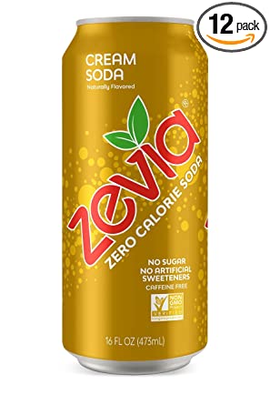 Zevia Cream Soda, Zero Calorie or Sugar, Naturally Sweetened, Carbonated Soda, Refreshing, Flavorful, & Tasty, 16 Fl Oz, Pack of 12