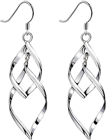 Sterling Silver Earrings dangle Hoops Elegant rotating Earring for Womens