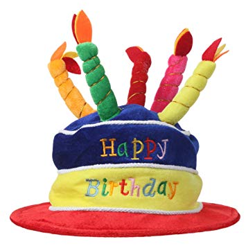 Home-X Plush Happy Birthday Cake Hat (Multi-Color)