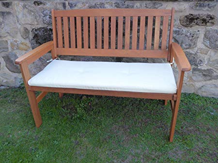 UK-Gardens Heavy Duty Wooden 2 Seater Garden Bench With CREAM Bench Cushion